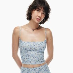 Aritzia Wilfred Blue Floral Top